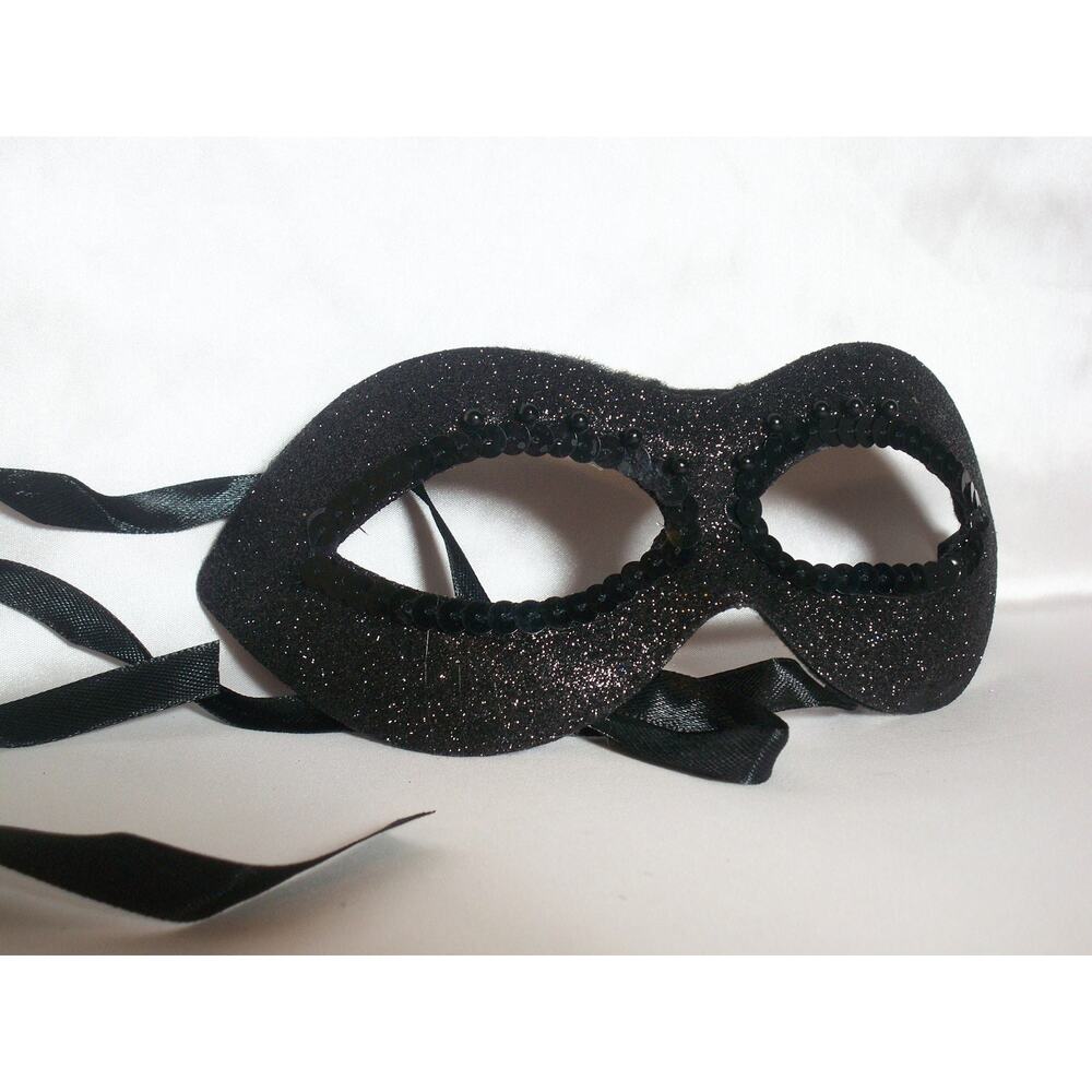 Black glitter costume ball prom party masquerade  bridal halloween costume mask